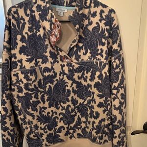 Sundance Navy and Beige Floral Pullover